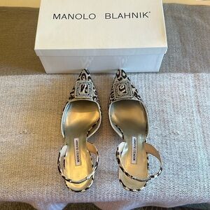 Manolo Blahnik Silk Jewel Sling